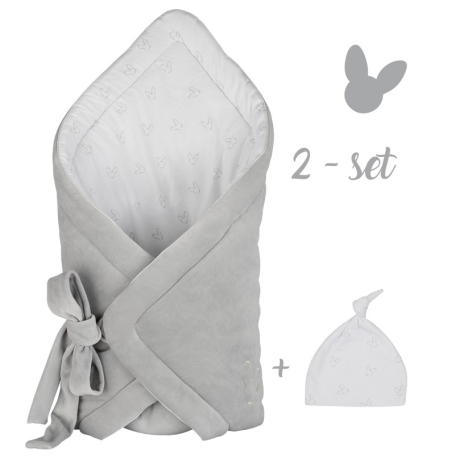 Конверт та шапочка Effiki оксамитовий сірий 70х70