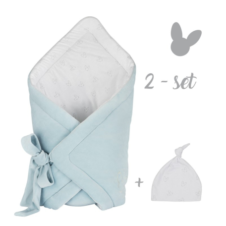 Конверт та шапочка Effiki оксамитовий голубий 70х70