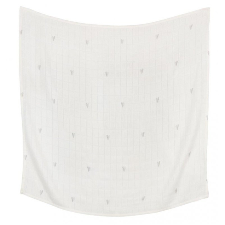 Пеленка Effik бамбуковая белая серое сердце 120x120