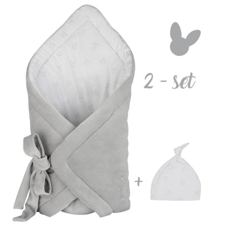 Конверт та шапочка Effiki оксамитовий сірий 70х70