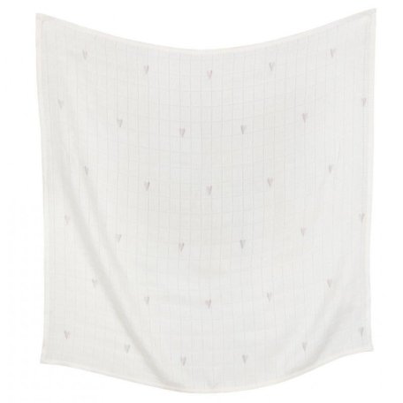 Пеленка Effik бамбуковая белая розовое сердце 120x120